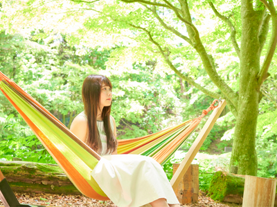 涼しい木陰のハンモックで一休み☆ブナカフェ☆in六甲高山植物園