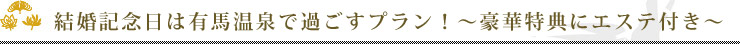 結婚記念日は有馬温泉で過ごすプラン！～豪華特典にエステ付き～