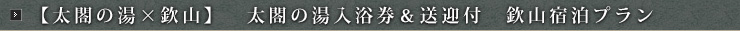 【太閤の湯×欽山】　太閤の湯入浴券＆送迎付　欽山宿泊プラン